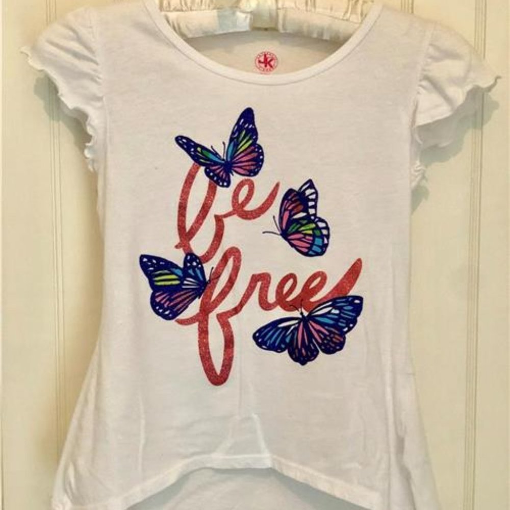 JK girls ruffle butterfly Be Free Tunic Tee 6